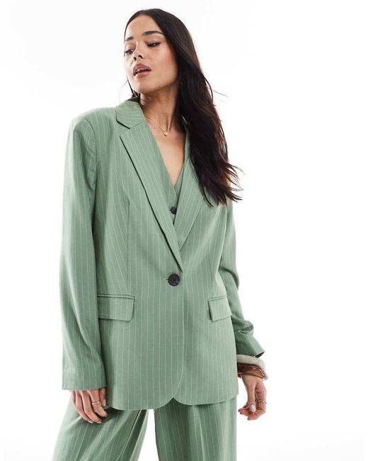 Vero Moda Green Mix And Match Oversized Blazer