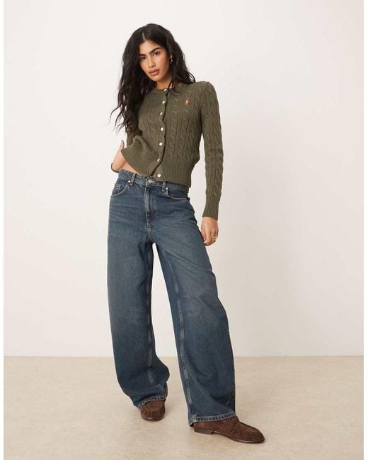 Polo Ralph Lauren Green Icon Logo Cotton Cable Knit Cardigan