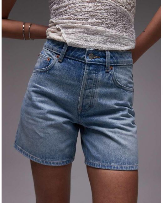 TOPSHOP Gray Denim Editor Shorts
