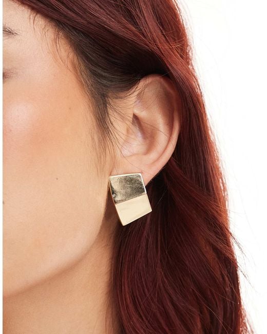 ASOS Brown Stud Earrings With Vintage Look Angular Design
