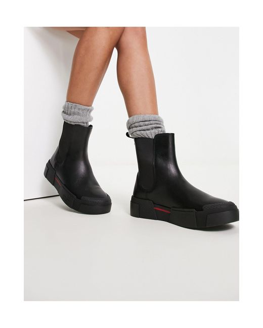 Love Moschino Black Chunky Pull On Boots