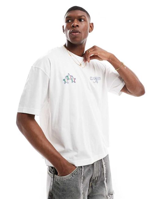 T-Shirt Oversize Squadrata Bianca Con Grafica Estiva di ASOS in White da Uomo