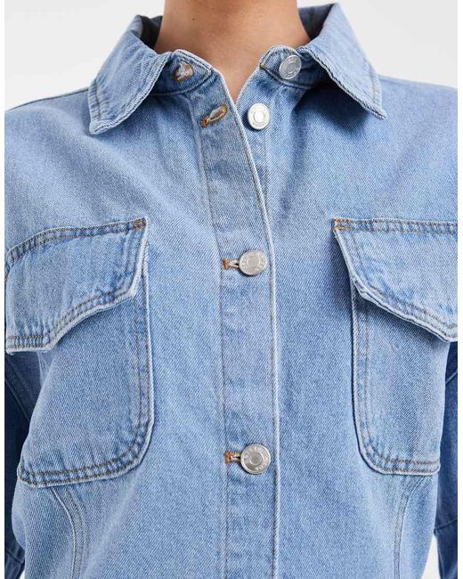 ASOS Blue Cinch Waist Denim Shirt Dress