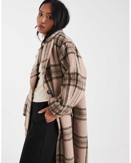 ASOS Natural Asos Design Petite Brushed Formal Chuck On Coat