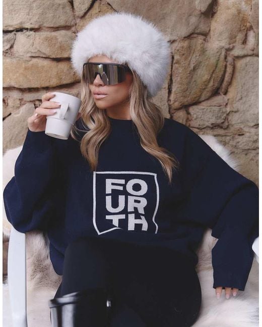 4th & Reckless Blue X Felicia Wedin Apres Ski Jacquard Knit Logo Jumper