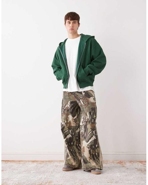 Collusion Green Zip Through Hoodie for men