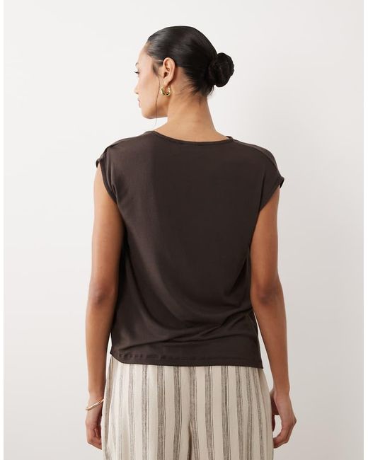 ASOS Brown Sleeveless With Wrap Neck Detail Top