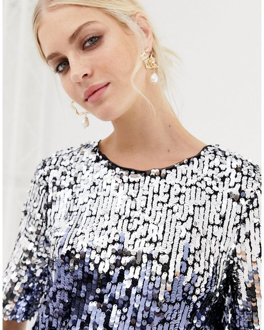 oasis blue sequin dress