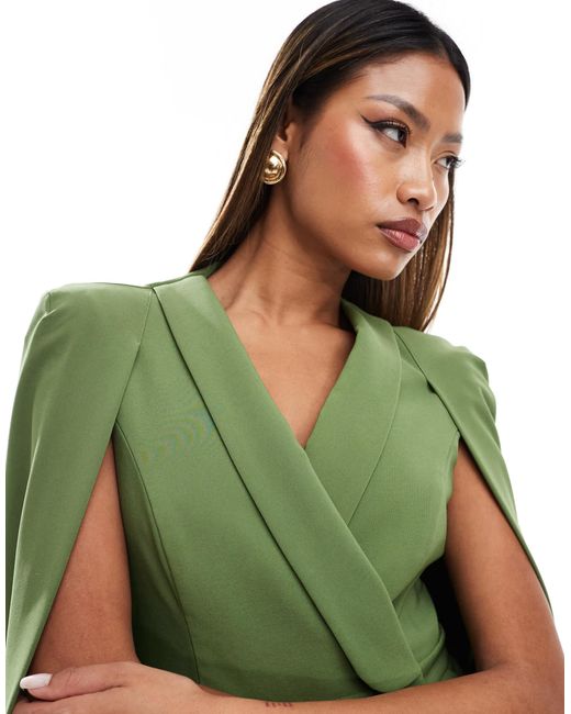 Lavish Alice Cape Style Tailored Jumpsuit in Green | Lyst Lavish Alice Cape Style Tailored Jumpsuit in Green | Lyst