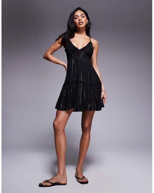 River Island Mini Strandjurk in het Black