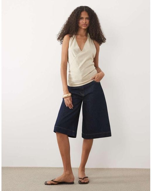Mango Metallic Teen Knit Wrap Halterneck Top