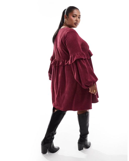 ASOS Red Asos design curve – mini-hängerkleid aus cord