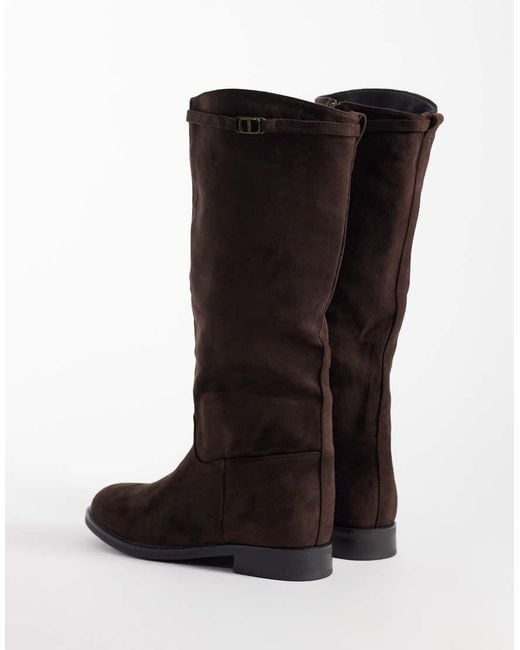 SEQWL Brown Whispa Faux Suede Refined Riding Knee Boots