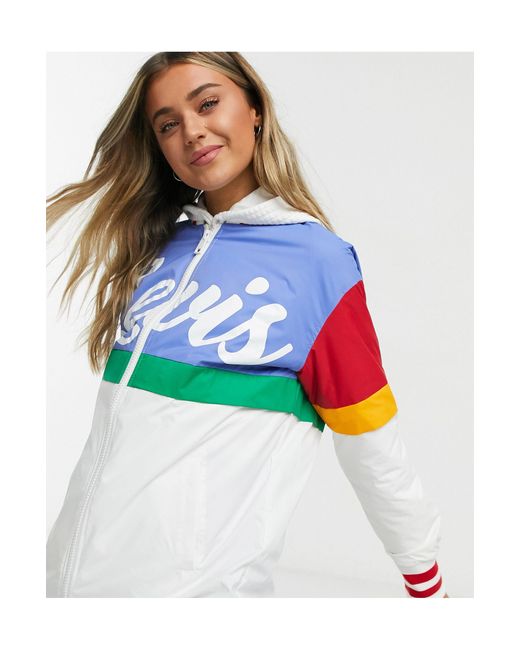 Levi s Color block Logo Jacket in Blue Lyst Levi s Color block Logo Jacket in Blue Lyst