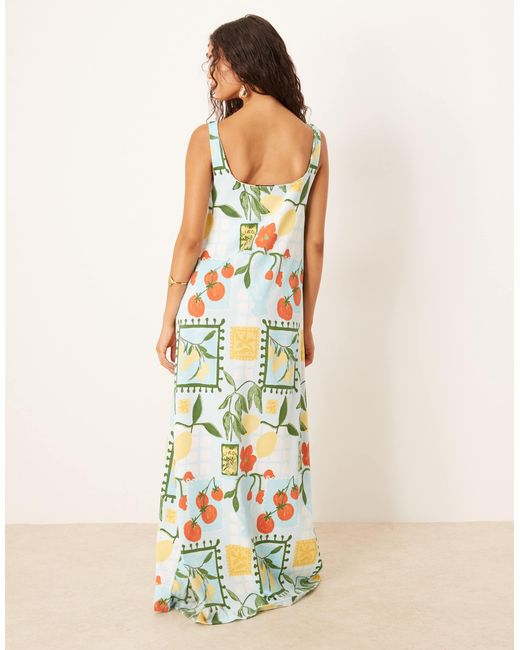 ASOS White – trapezförmiges maxikleid mit tomatenmuster