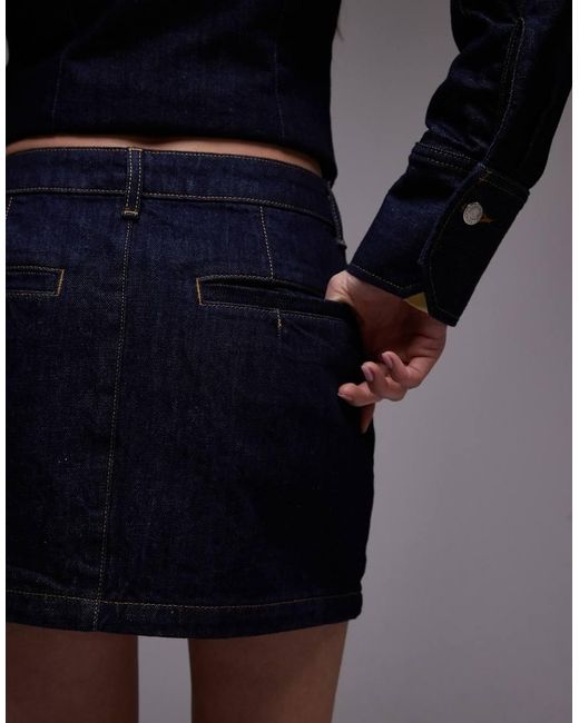 Minifalda Vaquera Muy Corta Añil Enjuagado De TOPSHOP de color Blue