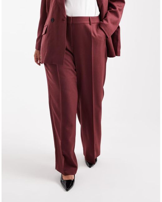 Vero Moda Red Tailo Herringbone Wide Leg Pants