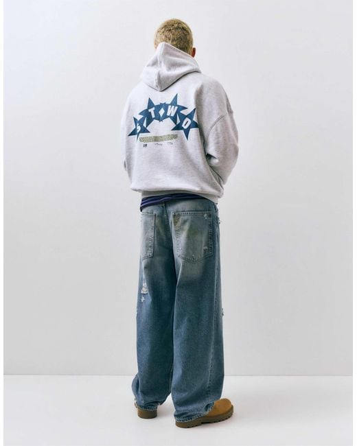 Pull&Bear – kastiger kapuzenpullover in Gray für Herren