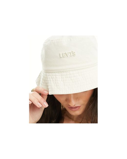 Cappello da pescatore color crema con logo di Levi's in Black