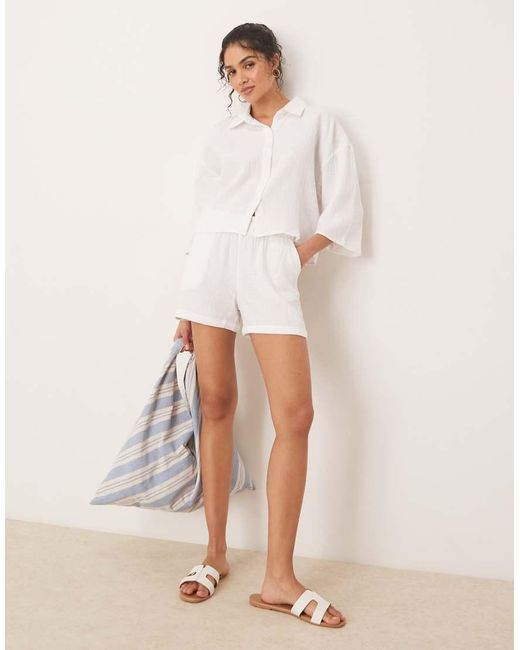 Jdy Cropped Overhemd Van Kaasdoek in het White