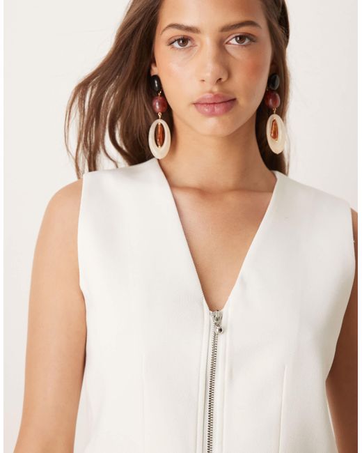 Y.A.S Natural Tailored Twill Zip Front Waistcoat Co-ord