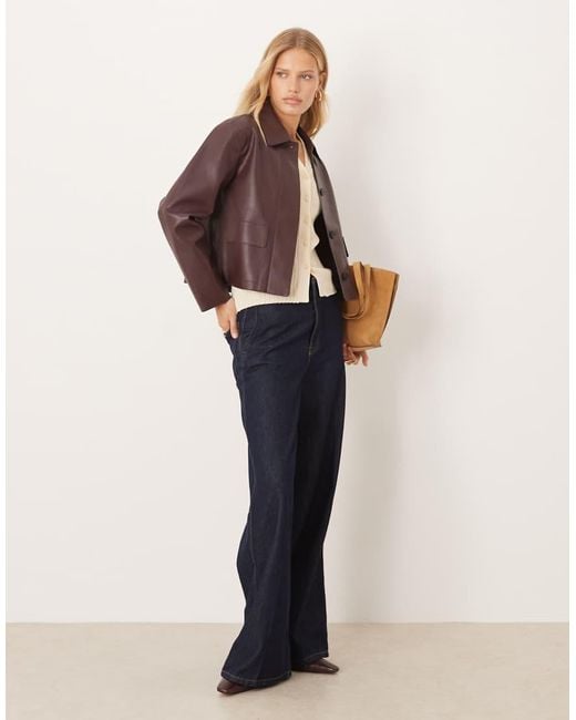 Mango Blue Faux Leather Jacket