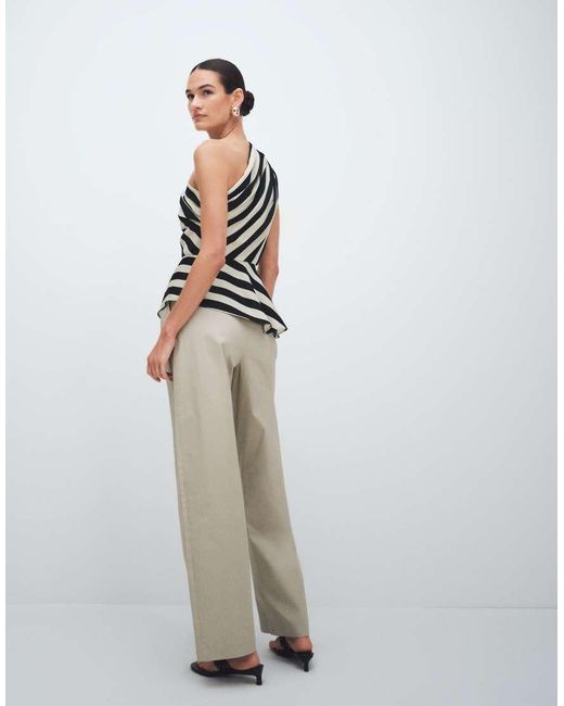 & Other Stories White Cotton Blend Wide Leg Pants With Pleated Detailing