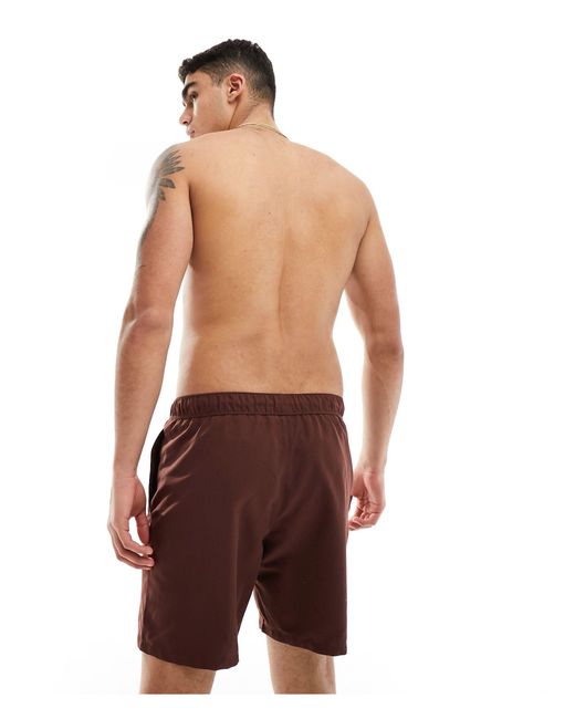 Pantaloncini da bagno lunghezza media scuro di ASOS in Brown da Uomo