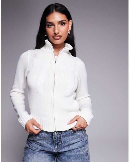 Princess Polly Gray Ribbed Knit High Neck Zip Through Cardigan