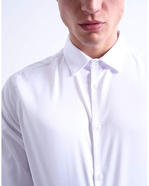 Topman White Long Sleeve Formal Slim Sateen Shirt for men