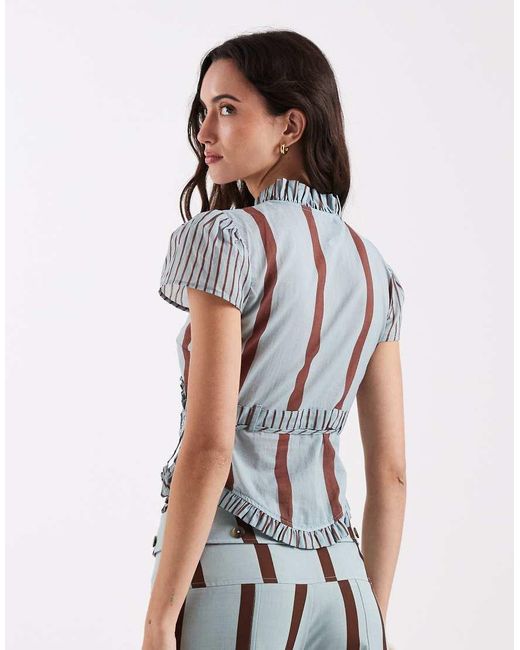 laagam Blue Atena Wrap Tie Blouse