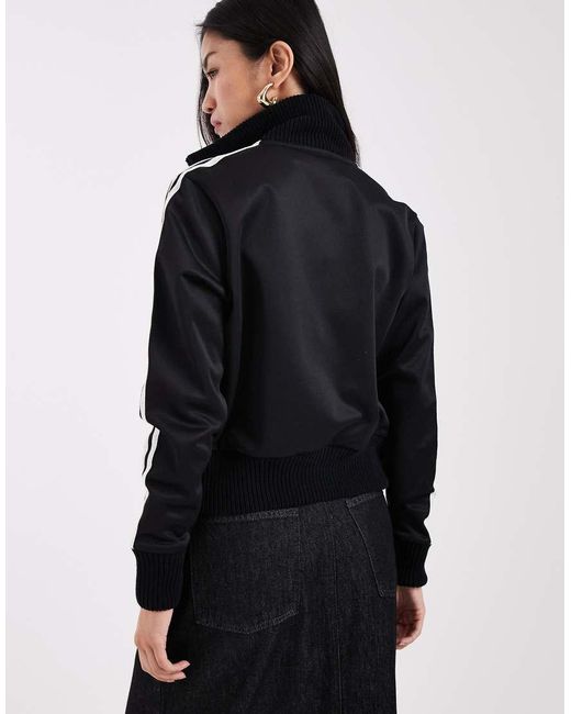 Adidas Originals Gray Firebird Track Top With Knitted Crochet Details