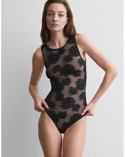 Intimissimi Black Sensual Texture Lace Bodysuit