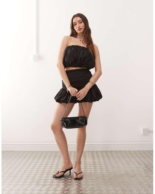 Amy Lynn Black Bandeau Puffball Top Co-Ord