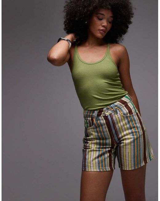 Pantalones Cortos Vaqueros A Rayas Editor De TOPSHOP de color Gray