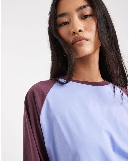 T-shirt oversize à manches raglan - bleu et chocolat Collusion en coloris Blue