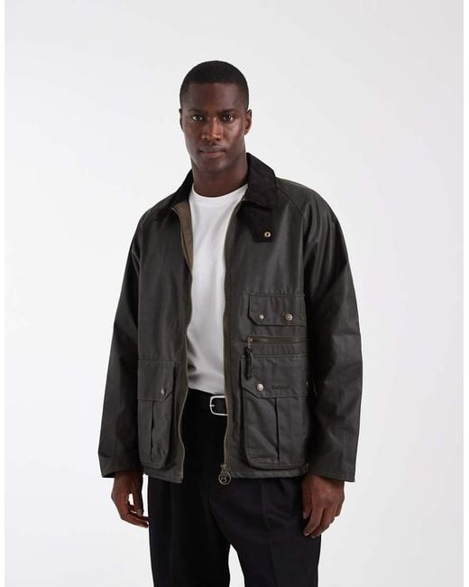 Barbour Gray Re-Engineered Blackett Spey Wax Funnel Neck Jacket for men