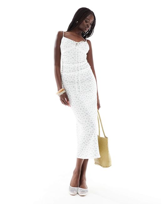 Pull&Bear White – strukturiertes maxikleid
