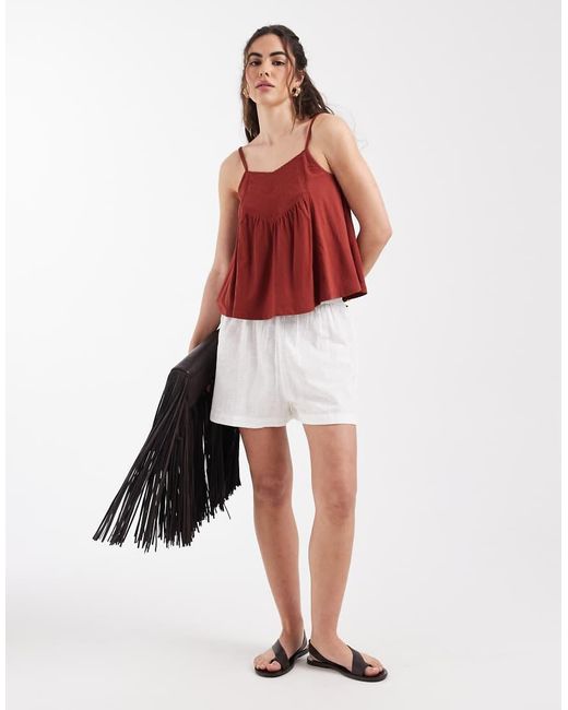New Look Red V Neck Trim Detail Cami