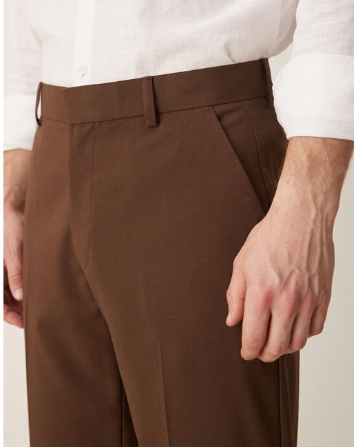 Pantalones De Vestir Marrones De Pernera Recta De ASOS de hombre de color Natural