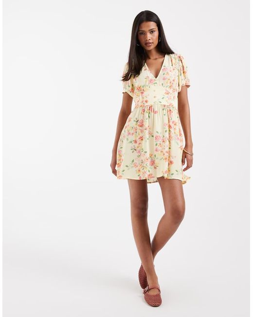 Vero Moda Natural Button Front Detail Tea Style Mini Dress