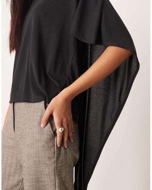 ASOS White Draped Sleeve Detail Long Sleeve Top