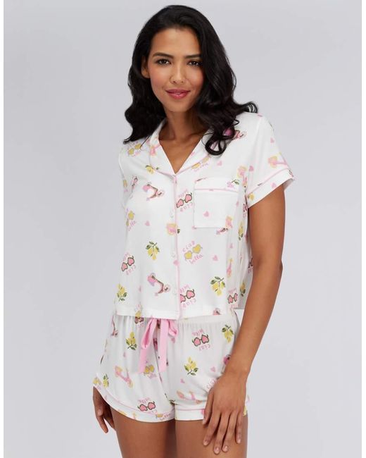 Boux Avenue White Ciao Bella Modal Short Sleeve Top And Shorts Pyjama Set