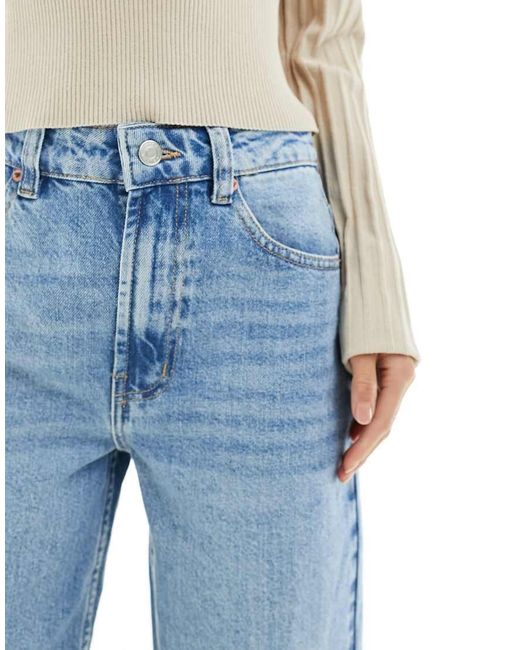 ASOS Blue Asos Design Petite Wide Leg Dad Jeans