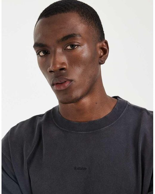 Hollister Blue Heavyweight Elevated Chest Logo T-Shirt for men