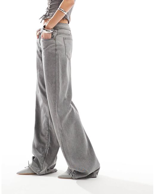 Lioness White Denim Jeans With Cross Waist