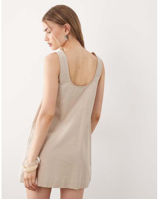 ASOS Natural Linen Mix Scoop Neck Mini Dress