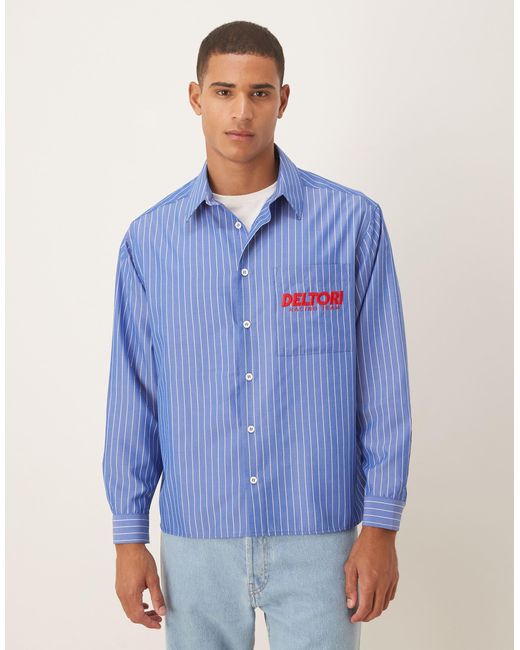 ASOS – oversize-hemd aus baumwoll-popeline in Blue für Herren