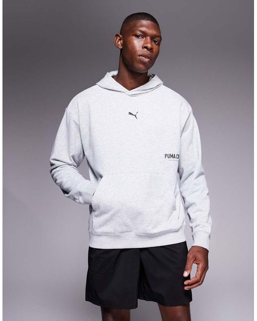 PUMA Gray Graphic French Terry Hoodie for men