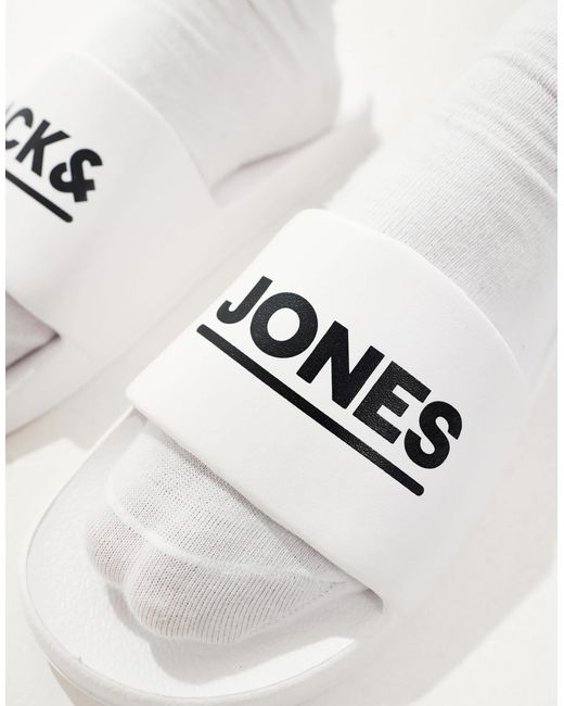 Jack & Jones White Pool Sliders for men